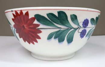 Vintage Staffordshire England Floral Cracked Glazed Ceramic Earthenware Serving Bowl