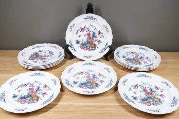 Complete Set (12) Of Wedgwood Williamsburg Potpourri Of Etruria Dinner Plates