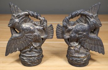 Pair Of Cast Metal Bird Figurines