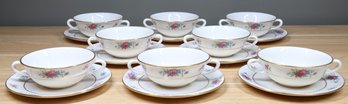 Set Of (8) Lenox Rose Flat Cream Soup Bowl & Saucer Set