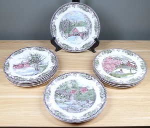 Set Of (12) Johnson Brothers Friendly Village Plates