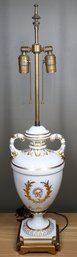 Brass And Painted Porcelain Table Lamp