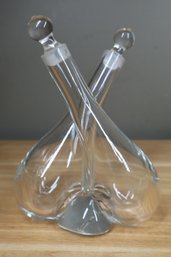 Joined Glass Oil And Vinegar Cruet Bottles