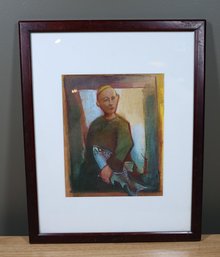 James Feehan Oil On Canvas Framed Boy With Fish