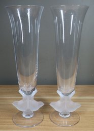 Pair Of Sasaki Crystal Wings Champagne Flutes Glasses