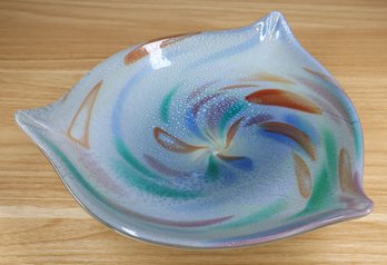 Vintage Italian Murano Art Glass Bowl Rainbow Swirl