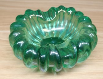 Vintage 1960s Alberto Dona Green Murano Glass Bowl Italy 60s Art Glass