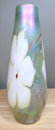 Vintage 1975 Vandermark Merritt Art Glass Vase Anemone Flowers Favrile Aurene