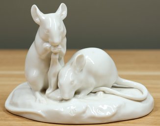 Vintage Nymphenburg Porcelain Figureine Pair Of Mice Ceramic Mouse Figure