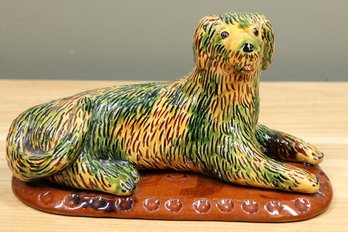 Vintage 2004 Lester Breininger Glazed Terracotta Earthenware Redware Dog Figurine