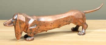 Vintage Dachshund Dog Copper Metal Statue Weiner Dog Statue Figurine Paperweight