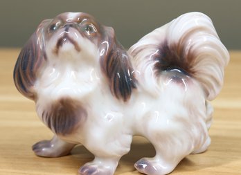 Small Vintage Dahl Jensen Porcelain Figurine Pekingese Breed Dog Copenhagen Denmark