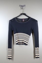 Jean Paul Gaultier Striped Mesh Long Sleeve Top Size Small