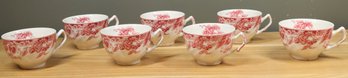 Set Of (7) Vintage Johnson Brothers Strawberry Fair Pink And White Teacups England