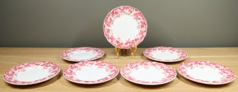 Set Of (7) Vintage Johnson Brothers Strawberry Fair Pink And White Bread Plates England