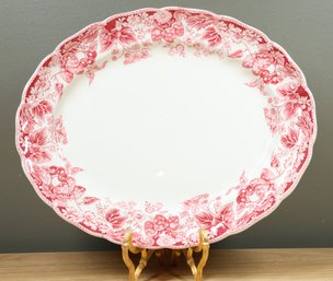 Set Of (2) Vintage Johnson Brothers Strawberry Fair Pink And White Serving Platter England