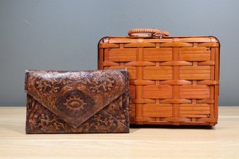 Lot- Clutch And Wooden Box