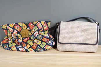 Lot- Colorful Clutch And Crazy Horse Bag