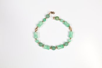 14k Gold And Jade Beaded Bracelet