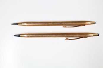 Pair Of Cross 1/20 14 Kt Gold Filled Mechanical Pencils