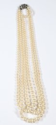 Five Strand Pearl Necklace With Silver Clasp