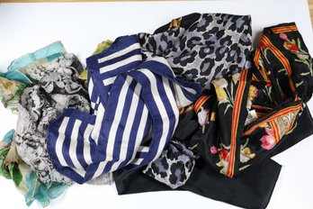 Lot- (7) Scarves- Cheetah, Floral, Stripes, Etc.