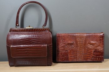 Lot- Purse And Clutch Croc Embossed Design