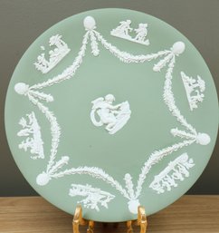 Wedgwood Green Jasperware Plate Cupid