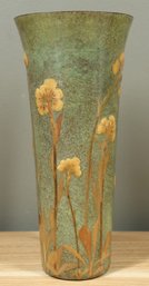 Bronze Patina Raised Relief Glazed Flower Vase