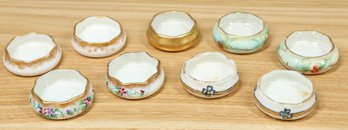 Set Of (9) Belleek And Lenox Salt Cellars Gold Rimmed Porcelain