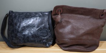 Lot- (2) Purses- Black Bag With Detailing And Brown Bag