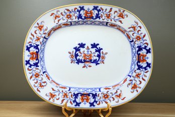 Antique Minton 8667 Flow Blue Lyre Serving Platter