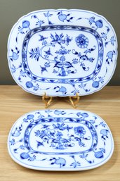 Two Teichert Werke Meissen - Platter - Hand Painted Blue Onion - Porcelain