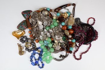 Lot- Costume Jewelry- Bracelets, Necklaces, And Brooches