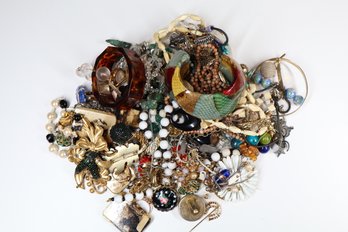 Lot- Costume Jewelry- Rings, Necklaces, Brooches, And Watches