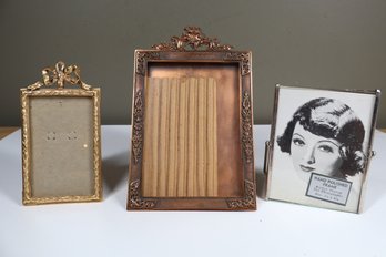 Lot Of (3) Metal Picture Frames- One Is Nickel Plated