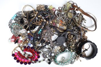 Lot- Costume Jewelry Bracelets - Costume Jewelry Necklaces - Watches