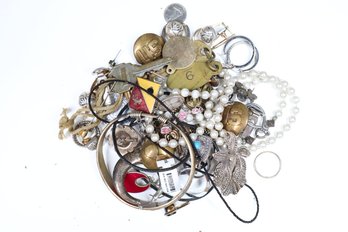 Lot Of Costume Jewelry- Pins-brooches-rings-bracelets