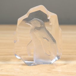 Maleras Sweden Full Lead Crystal Mini Penguin Paperweight Signed