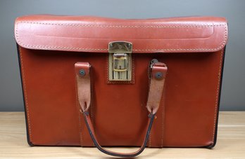 Automatic D.B.P. Red Leather Briefcase Made In Germany