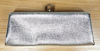 Metallic Silver Snap Shut Clutch