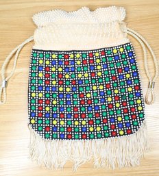 Retro Beaded Purse Drawstring Clutch Handbag Candy Dot Beads