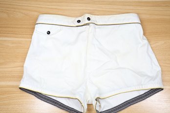 Men's Vintage Swimwear Bottoms Shorts With Yellow And Brown Detailing Size Medium