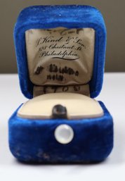 L Lewis Vintage Blue Ring Box