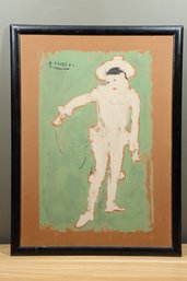 Vintage Framed Pablo Picasso Print Le Petit Pierrot White Clown