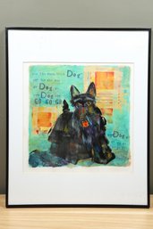 Framed Painting Scottish Terrier Little Black Dog