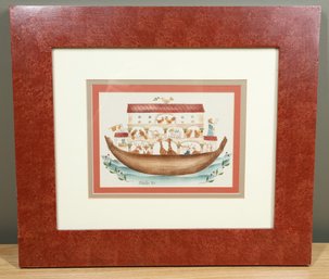 Vintage 2001 Framed Theorem Painting Noah's Ark Art Signed Eslin