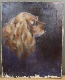 Large Vintage Cocker Spaniel Oil Painting On Canvas