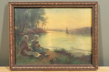 Vintage Framed Print Women On Shore