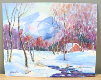 Vintage 1995 George Bramhall Oil Painting On Canvas Board Mt. Mansfield VT Vermont